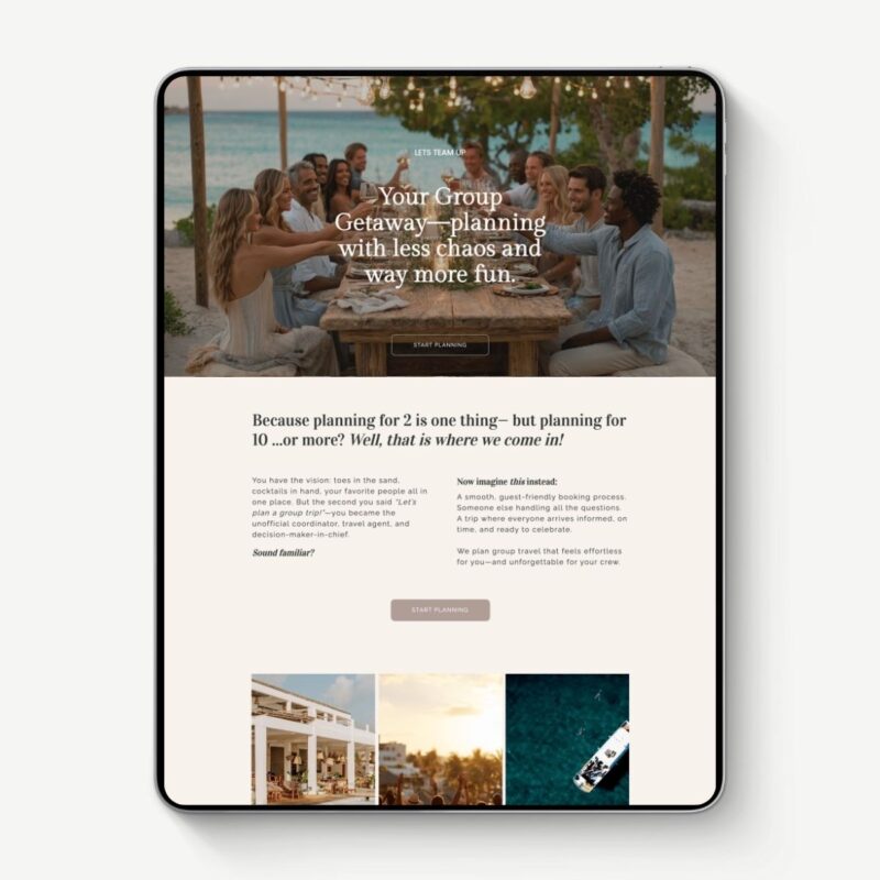 Group Travel Sales Page
