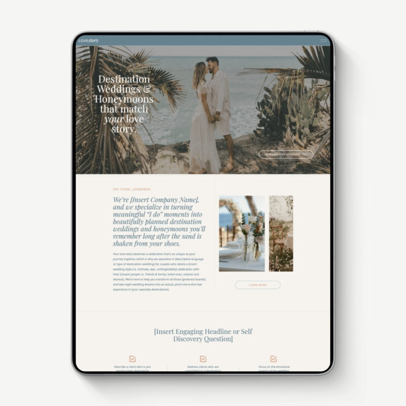 LoveStory Showit Template