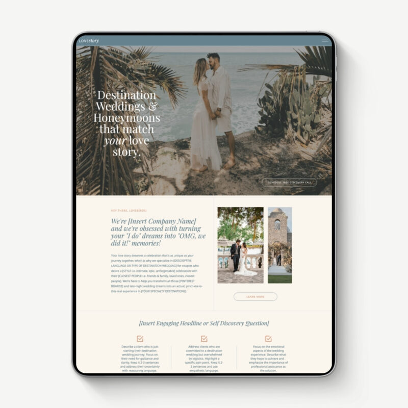 LoveStory Showit Template